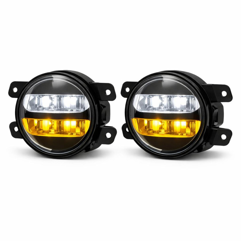 Противотуманные фара 21704 LED 2 режимные белый+ желтый (лев.+прав.) (ML029)