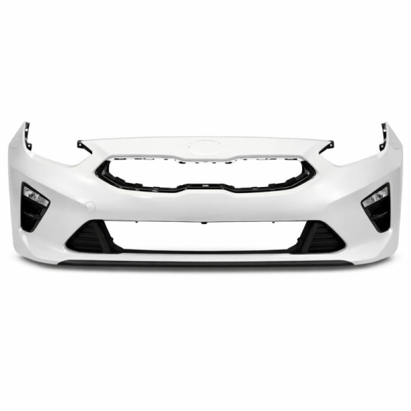 Бампер передний KIA CEED 2018-2021 HW2 БЕЛЫЙ ПЕРЛАМУТР (Tricoat white pearl) СЛИВ 3х слойка
